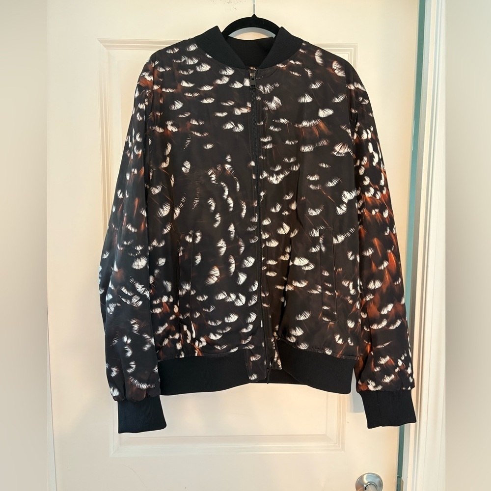 COS Atelier Feather Print Bomber Jacket Black Quilted Limited Edition Size Large - Picture 4 of 16